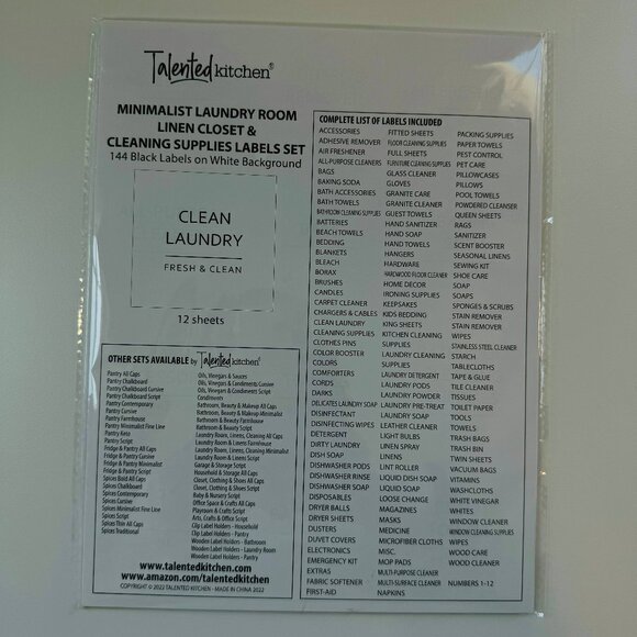 144 Minimalistic Laundry Room Labels Preprint Stickers for Glass Jars, Container - Picture 1 of 2